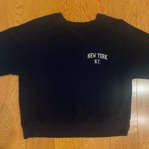 Brandy Melville Navy New York Logo Long Sleeve Top